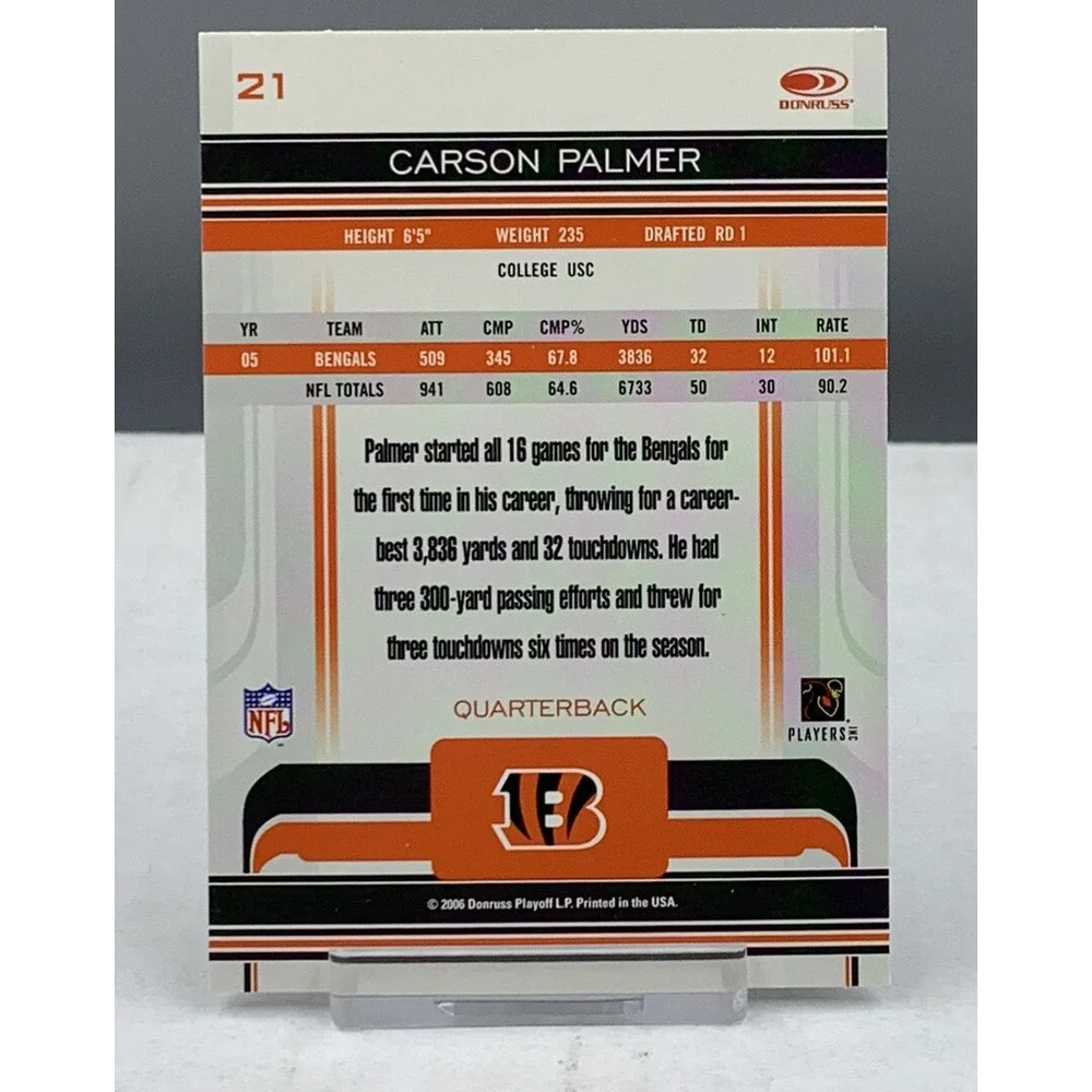 2006 Donruss Gridiron‎ Gear Carson Palmer #21 Cincinnati Bengals